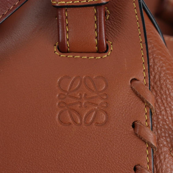 LOEWE Hammock Hand Bag Leather 2way Brown Gold Auth 204880SAM