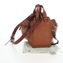 LOEWE Hammock Hand Bag Leather 2way Brown Gold Auth 204880SAM-12