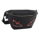 FENDI Bugseye Body Bag Leather Black Silver 7VA434 Auth 204881M-1