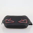 FENDI Bugseye Body Bag Leather Black Silver 7VA434 Auth 204881M-11