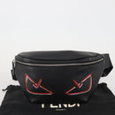 FENDI Bugseye Body Bag Leather Black Silver 7VA434 Auth 204881M-29