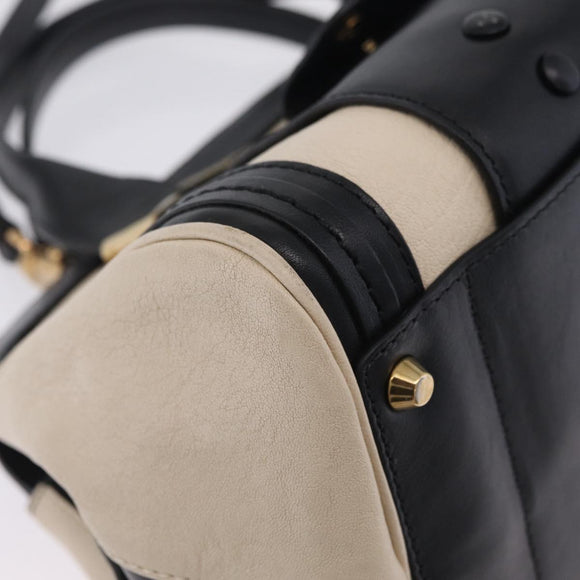 Chloe Alice Hand Bag Leather 2way Black Gold Auth 204883