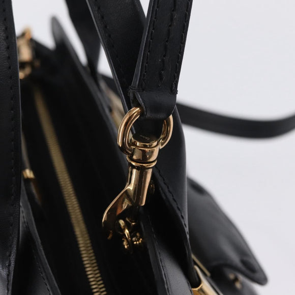 Chloe Alice Hand Bag Leather 2way Black Gold Auth 204883