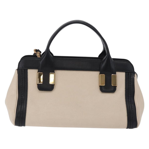 Chloe Alice Hand Bag Leather 2way Black Gold Auth 204883