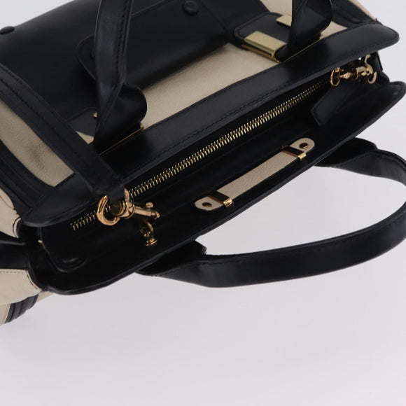 Chloe Alice Hand Bag Leather 2way Black Gold Auth 204883
