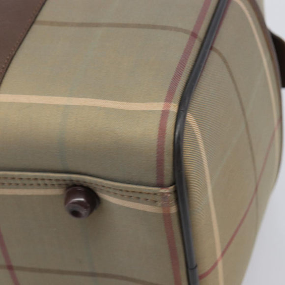 Burberrys Nova Check Boston Bag Canvas Brown Gold Auth 204885A