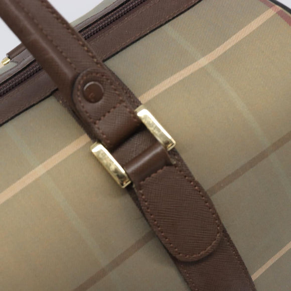 Burberrys Nova Check Boston Bag Canvas Brown Gold Auth 204885A