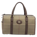 Burberrys Nova Check Boston Bag Canvas Brown Gold Auth 204885A-13