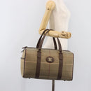 Burberrys Nova Check Boston Bag Canvas Brown Gold Auth 204885A-23