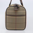 Burberrys Nova Check Boston Bag Canvas Brown Gold Auth 204885A-3