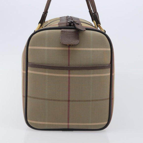 Burberrys Nova Check Boston Bag Canvas Brown Gold Auth 204885A