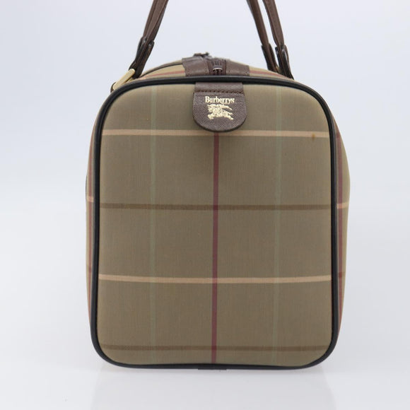 Burberrys Nova Check Boston Bag Canvas Brown Gold Auth 204885A