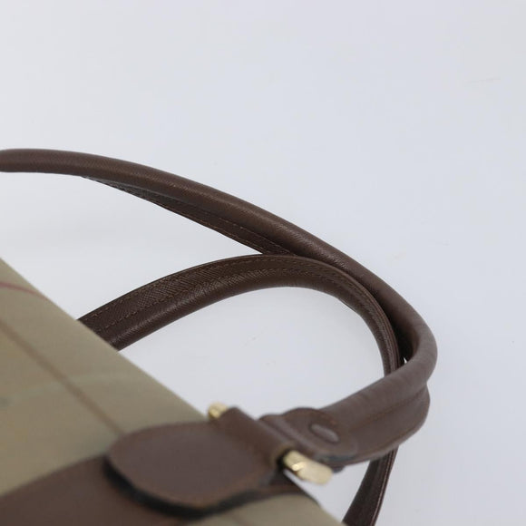 Burberrys Nova Check Boston Bag Canvas Brown Gold Auth 204885A