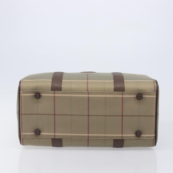 Burberrys Nova Check Boston Bag Canvas Brown Gold Auth 204885A