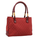 GUCCI GG Canvas Bamboo Hand Bag Red Silver 112526 Auth 204886-1