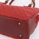 GUCCI GG Canvas Bamboo Hand Bag Red Silver 112526 Auth 204886-10