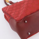 GUCCI GG Canvas Bamboo Hand Bag Red Silver 112526 Auth 204886-11