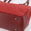 GUCCI GG Canvas Bamboo Hand Bag Red Silver 112526 Auth 204886-12