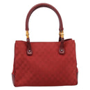 GUCCI GG Canvas Bamboo Hand Bag Red Silver 112526 Auth 204886-2