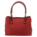 GUCCI GG Canvas Bamboo Hand Bag Red Silver 112526 Auth 204886-3