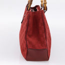 GUCCI GG Canvas Bamboo Hand Bag Red Silver 112526 Auth 204886-4