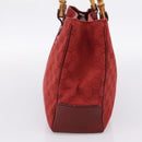 GUCCI GG Canvas Bamboo Hand Bag Red Silver 112526 Auth 204886-5