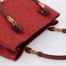GUCCI GG Canvas Bamboo Hand Bag Red Silver 112526 Auth 204886-6