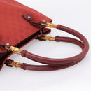 GUCCI GG Canvas Bamboo Hand Bag Red Silver 112526 Auth 204886-7