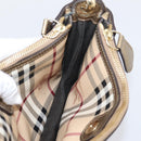BURBERRY Nova Check Shoulder Bag PVC Leather Gold Auth 204889V-20