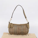 BURBERRY Nova Check Shoulder Bag PVC Leather Gold Auth 204889V-12