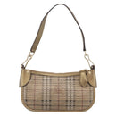 BURBERRY Nova Check Shoulder Bag PVC Leather Gold Auth 204889V-2