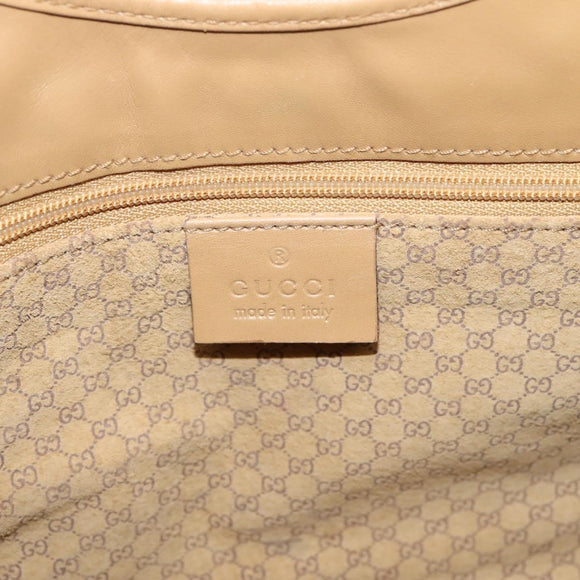 GUCCI Jackie Hand Bag Leather Beige Silver 002 1067 Auth 204890A