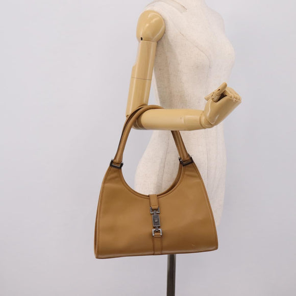 GUCCI Jackie Hand Bag Leather Beige Silver 002 1067 Auth 204890A
