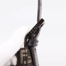 FENDI Zucchino Canvas Mamma Baguette Shoulder Bag Brown Silver Auth 204892V-14