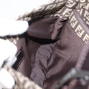FENDI Zucchino Canvas Mamma Baguette Shoulder Bag Brown Silver Auth 204892V-19