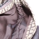 FENDI Zucchino Canvas Mamma Baguette Shoulder Bag Brown Silver Auth 204892V-20