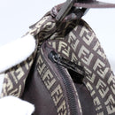 FENDI Zucchino Canvas Mamma Baguette Shoulder Bag Brown Silver Auth 204892V-21