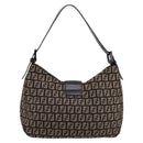 FENDI Zucchino Canvas Mamma Baguette Shoulder Bag Brown Silver Auth 204892V-3