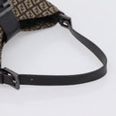 FENDI Zucchino Canvas Mamma Baguette Shoulder Bag Brown Silver Auth 204892V-7