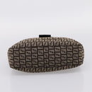 FENDI Zucchino Canvas Mamma Baguette Shoulder Bag Brown Silver Auth 204892V-9