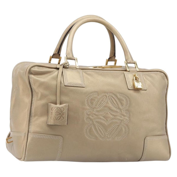 LOEWE Amazona 35 Hand Bag Leather Gold Auth 204893A