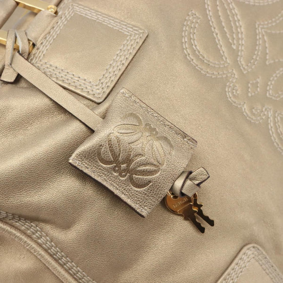 LOEWE Amazona 35 Hand Bag Leather Gold Auth 204893A