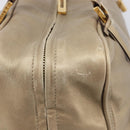 LOEWE Amazona 35 Hand Bag Leather Gold Auth 204893A-5