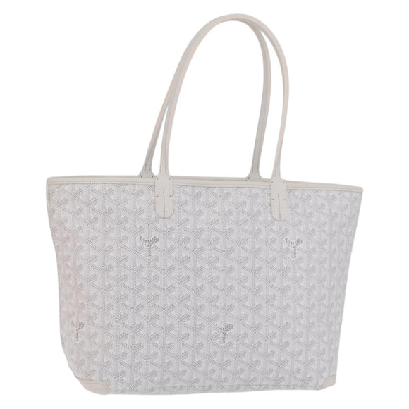 GOYARD Herringbone Artois PM Tote Bag PVC Leather White Auth 204894SM