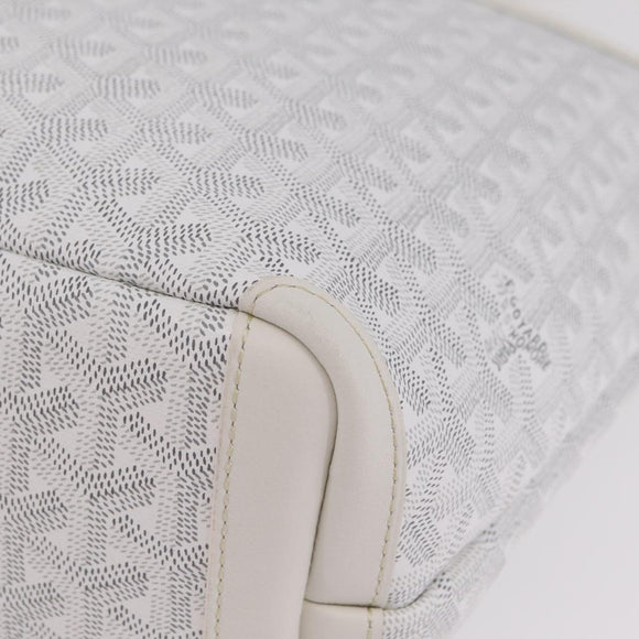 GOYARD Herringbone Artois PM Tote Bag PVC Leather White Auth 204894SM