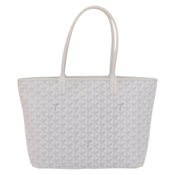 GOYARD Herringbone Artois PM Tote Bag PVC Leather White Auth 204894SM