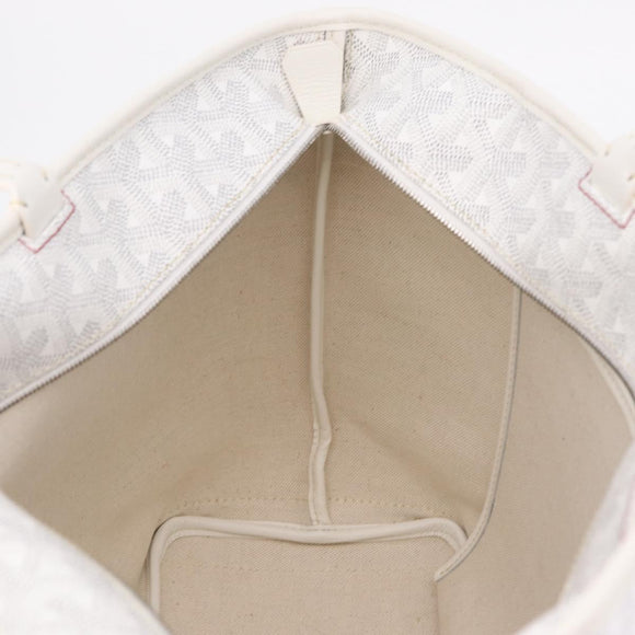 GOYARD Herringbone Artois PM Tote Bag PVC Leather White Auth 204894SM