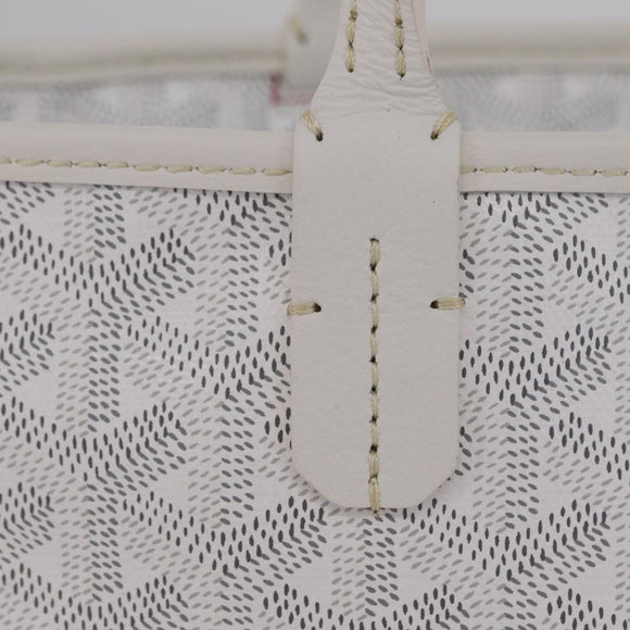 GOYARD Herringbone Artois PM Tote Bag PVC Leather White Auth 204894SM