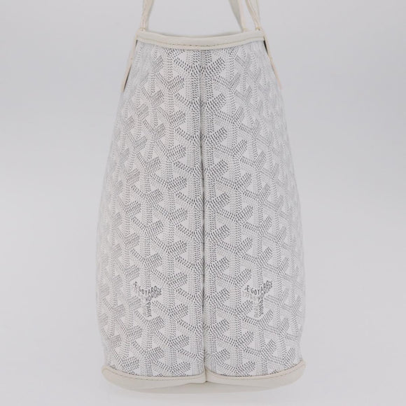 GOYARD Herringbone Artois PM Tote Bag PVC Leather White Auth 204894SM