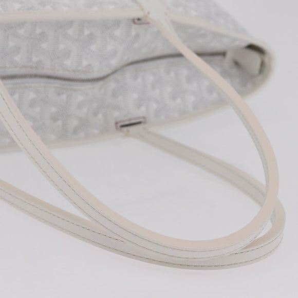 GOYARD Herringbone Artois PM Tote Bag PVC Leather White Auth 204894SM